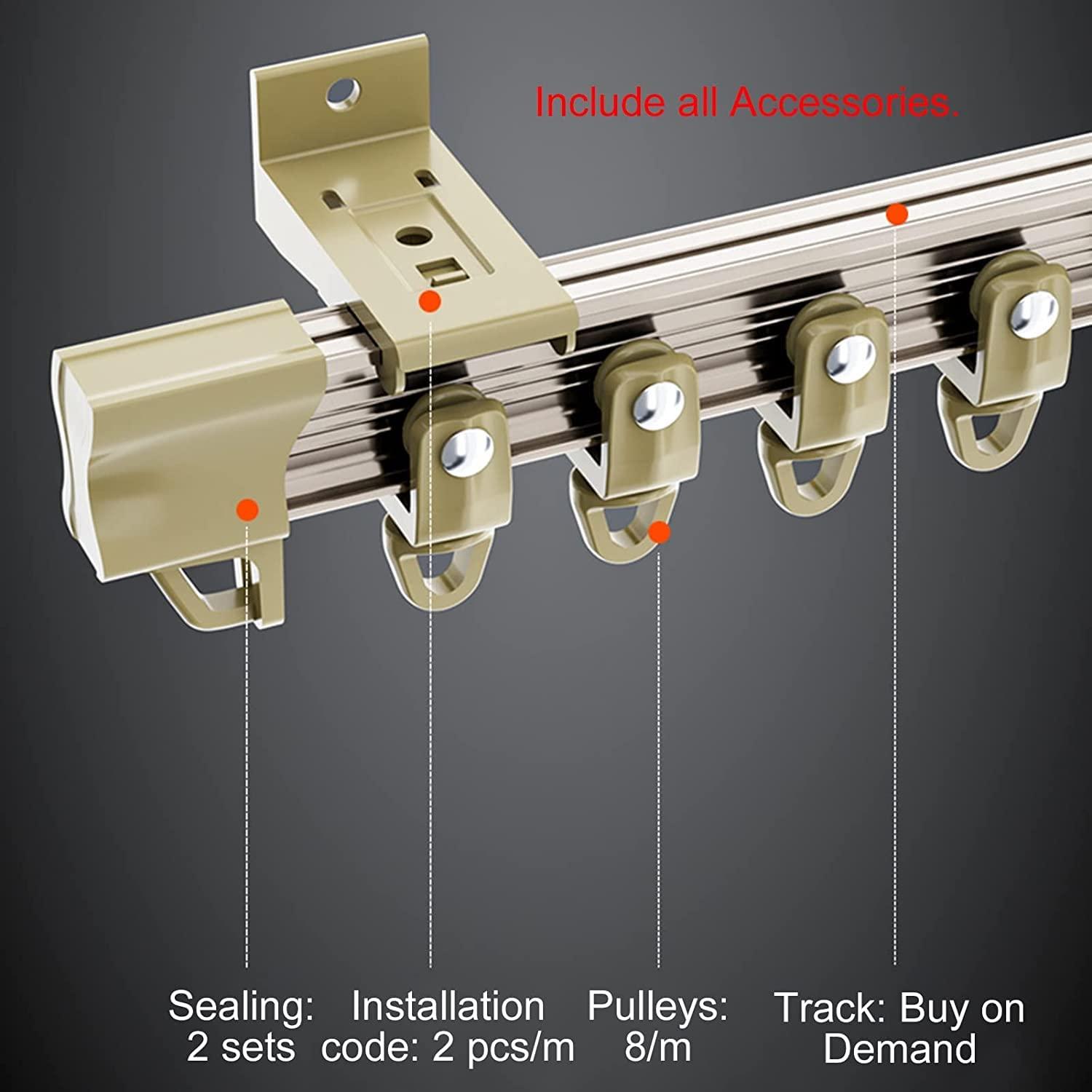 JYDQM Room Divider Ceiling Track Hospital Curtain Rail System, Bendable/Flexible Ceiling Mounted Curtain Track for Patio Sliding Glass Door/Room Divider Curtain Rod ( Color : Champagne , Size : 13m/42.6ft )