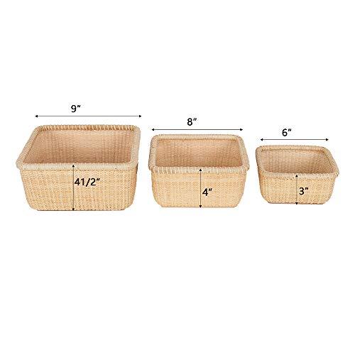 Teng Tian Teng Tian Nantucket Baskets Napkin Baskets Woven Basket Rattan Basket Storage Basket Sewing Baskets longaberger Wicker Nested Party Baskets Sewing Storage Hand-woven rattan square tray