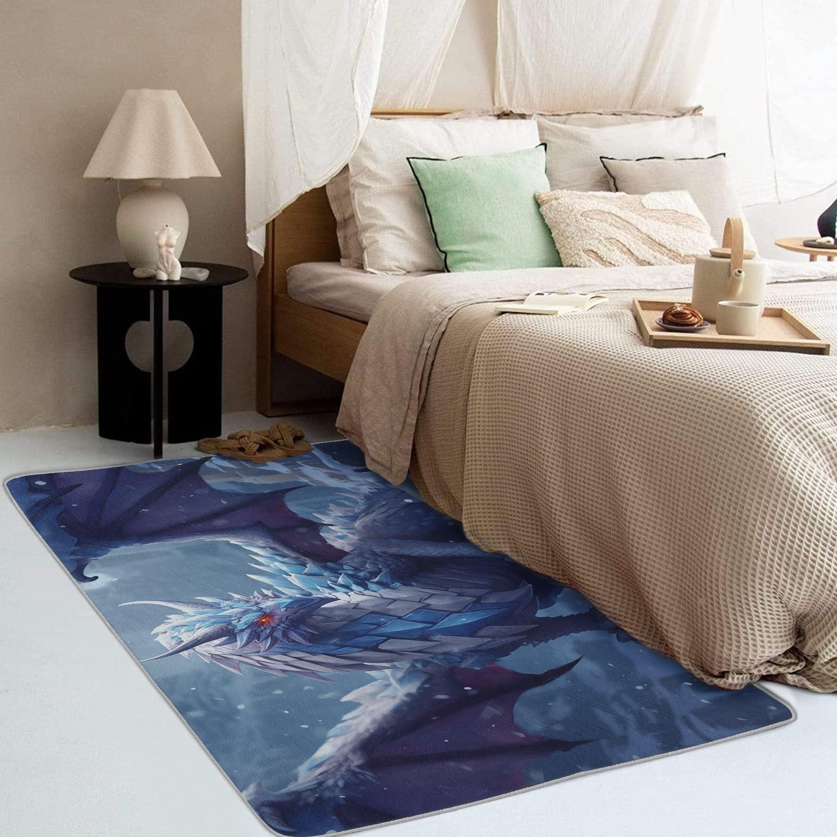 TANTANICAL TANTANICAL Dragon Rug 4x6, Fantasy Rugs for Bedroom Living Room, Mythical Creature Area Rug, Dragon Decor, Indoor Floor Carpet, Washable-Non-Slip-Stain-Resistant