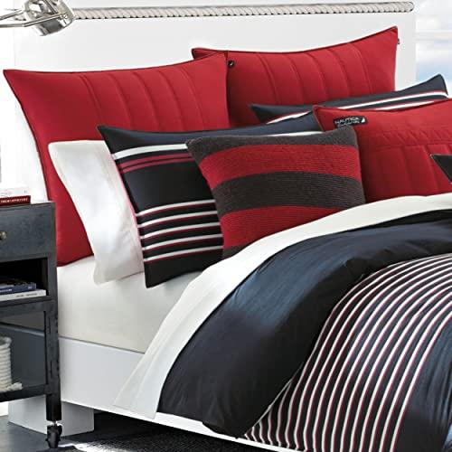Nautica Nautica - Queen Comforter Set, Cotton Reversible Bedding with Matching Shams, Medium Weight for All Seasons (Mineola Navy, Queen)