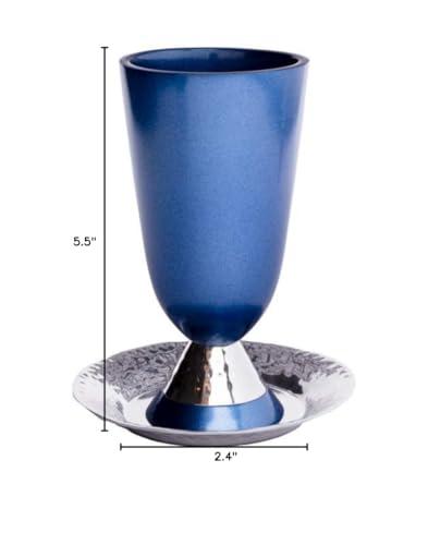 Emanuel EMANUEL Yair Kiddush Cup Anodized Blue Aluminum with Hammered Finish (CUK-4)