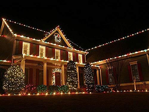 Novelty Lights 100 Foot C9 Multi Ceramic Christmas String Light Set - Outdoor Christmas Light String - Opaque Christmas Bulbs - Roofline Light String Outdoor String Lights - Black Wire
