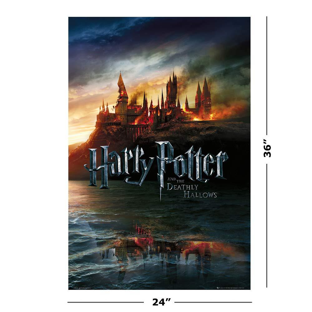 POSTER STOP ONLINE Harry Potter and The Deathly Hallows - Movie Poster (Advance Style - Hogwarts On Fire) (Size: 24\" x 36\")