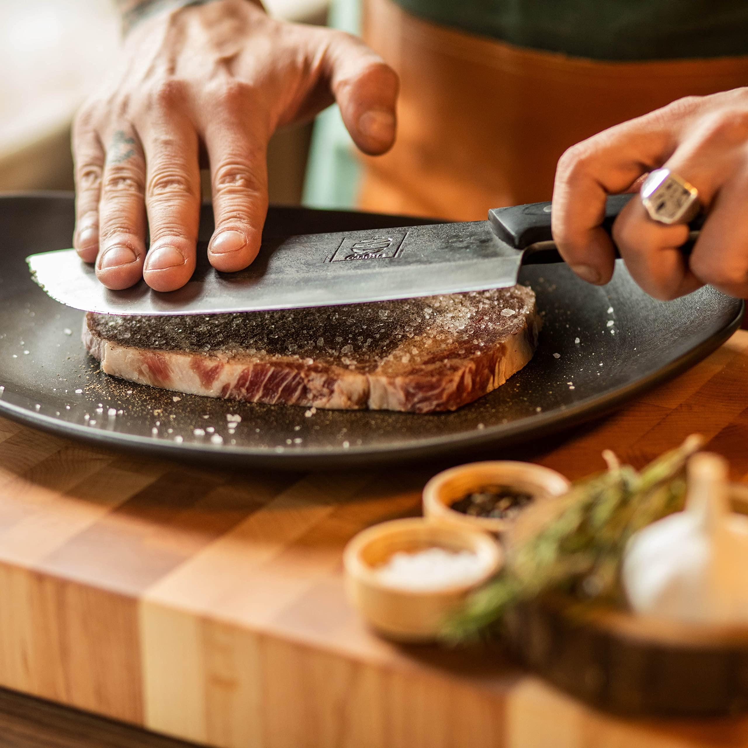 COOLINA COOLINA Daozi Forged Cleaver Butcher Knife, 7.9-in High Carbon Steel Blade, Handmade Chinese Traditional Knife, Best for Chopping, Slicing, Cutting Meat