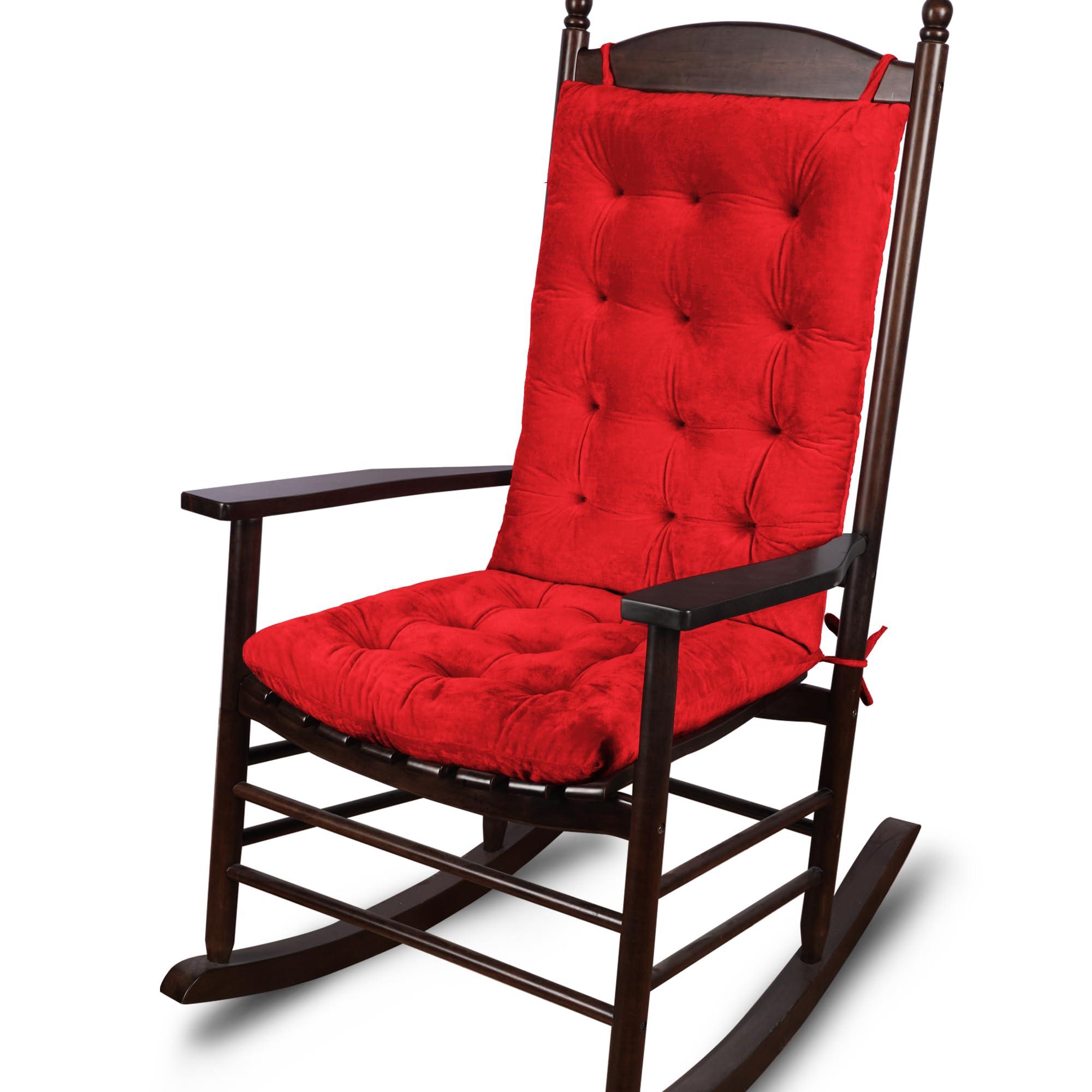 ELFJOY ELFJOY Rocking Chair CushionS Rocking Chair Pads for Wooden Rocking Chair Cushion for Rocking Chair Premium Tufted Back and Seat Cushion 2 piece Set (Red)