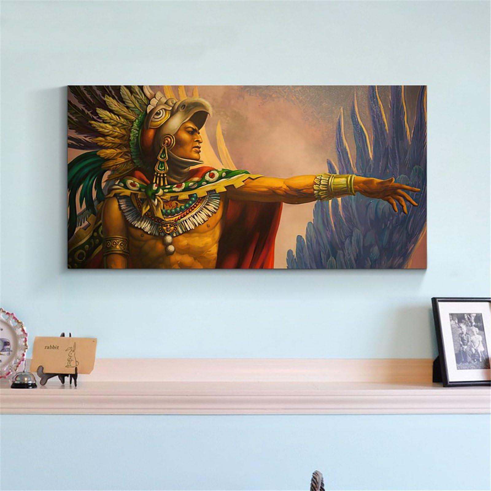AAHARYA AAHARYA Aztec Warrior Canvas Art Poster And Wall Art Picture Canvas Painting Posters And Prints Wall Art Pictures for Living Room Bedroom Decor 20x40inch(50x100cm) Unframe-style