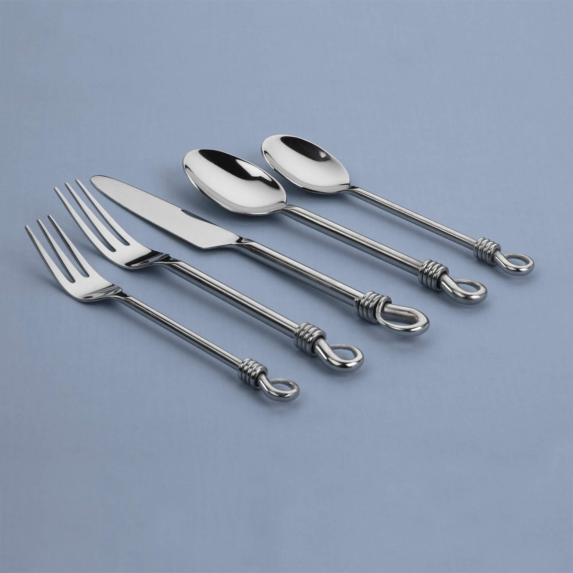 Gourmet Settings Gourmet Settings 20-piece Silverware Twist Collection Polished Stainless Steel Flatware Sets, Silver