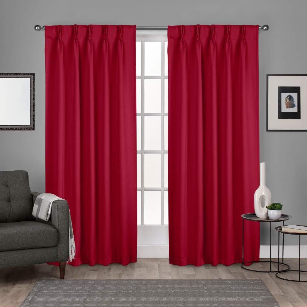 Sky Wave Double Pinch Pleated Blackout Curtains for Room Decoration and Darkening Comes with Easy Hanging Options via Hooks. (Chilli 72 Inch Wide by 72 Inch Long- 2 Pannels Combined Size)
