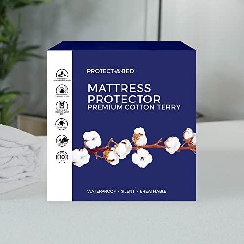 Protect-A-Bed Protect-A-Bed Premium Cotton Terry Cloth Waterproof Mattress Protector, Blocks Dust Mites and Allergens, Machine Washable, Queen