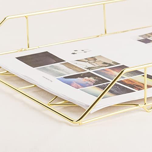 U Brands U Brands Desktop Letter Tray, Wire Metal, Gold