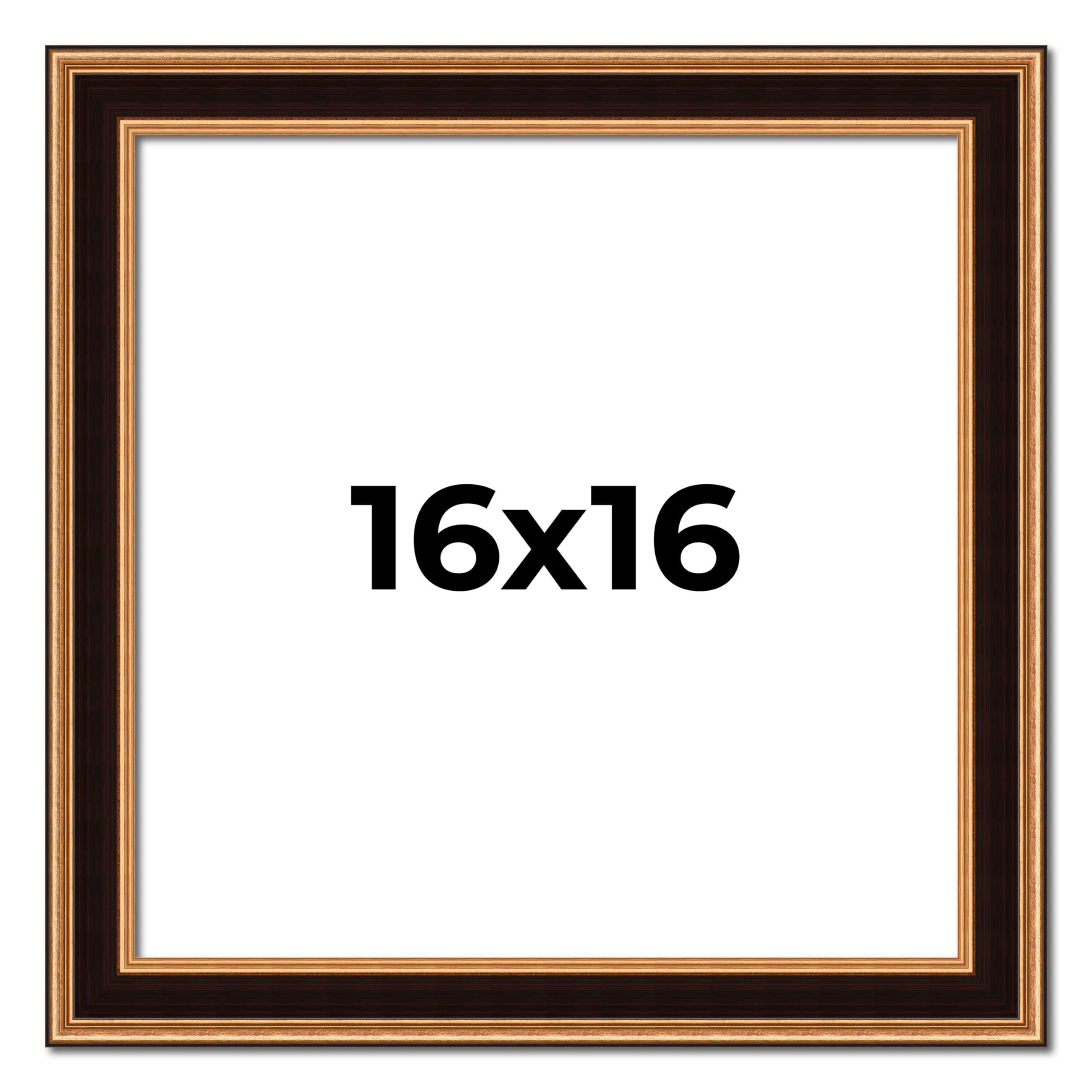 Poster Palooza 16x16 Frame Gold Brown Plein Air | 1.75 Inch Moulding Width | Solid Wood Picture Frame with UV Acrylic Plexiglass, Foam Board Backing & Hanging Hardware Included