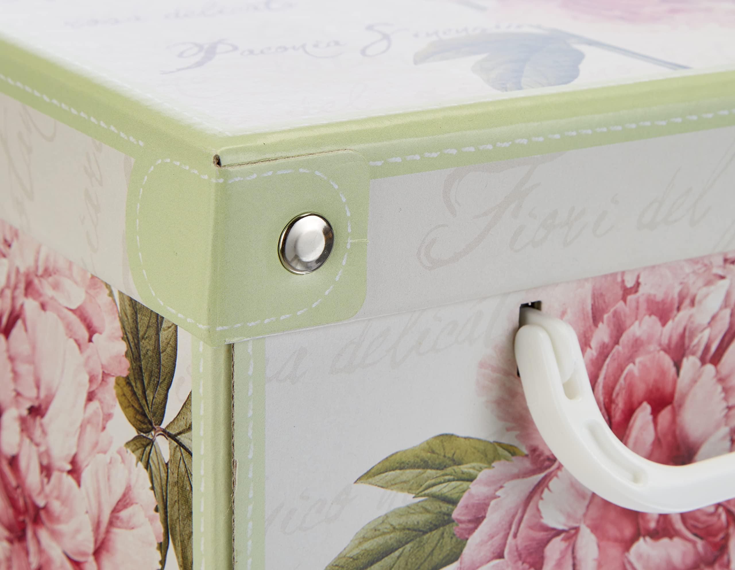 Kanguru Lavatelli Collection Small Peonies, decorative storage box, cardboard storage boxes with lids, storage boxes with lids and Handles, clothes storage, toy box storage, storage baskets, teddy storage,