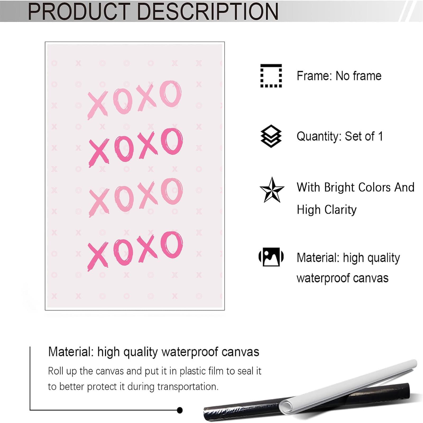 HomeLoft Basics Pink Xo Wall Art Preppy Grily Poster Minimalist Cute Girl Room Wall Decor Watercolor Aesthetic Xo Prints Painting For Home Bathroom Bedroom Living Room Apartment 12x16in Unframed