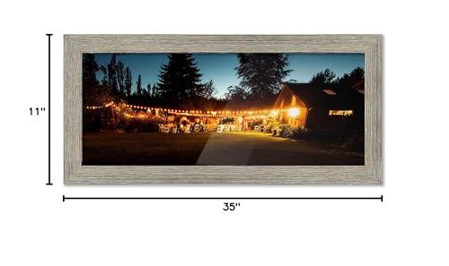 CountryArtHouse CountryArtHouse 35x11 Frame Gray Barnwood Picture Frame Includes UV Acrylic Plexiglass, Acid Free Foam Backing Board and Hanging Hardware