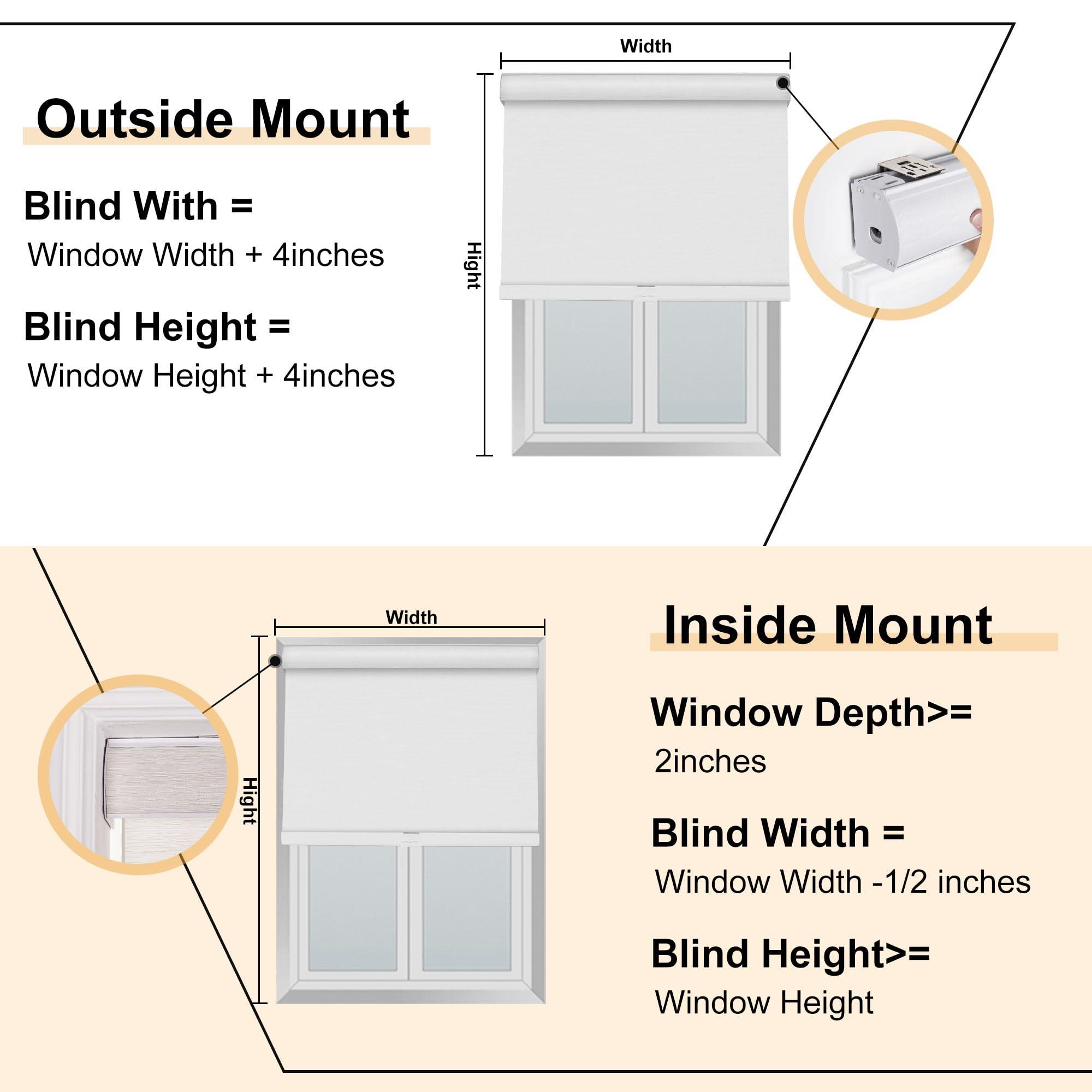 Doing-X DOING-X Blackout Roller Shades for Windows Cordless Roller Blinds Custom Size Room Darkening Shades with Cassette Valance Thermal Insulated Linen Fabric Pull Down Window Shades(33.5" W x 76" H) Green