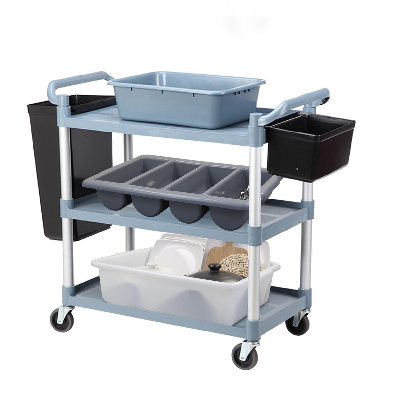 Teyyvn Teyyvn 4-Pack 4-Compartment Cutlery Box, Plastic Commercial Silverware Bin, Gray