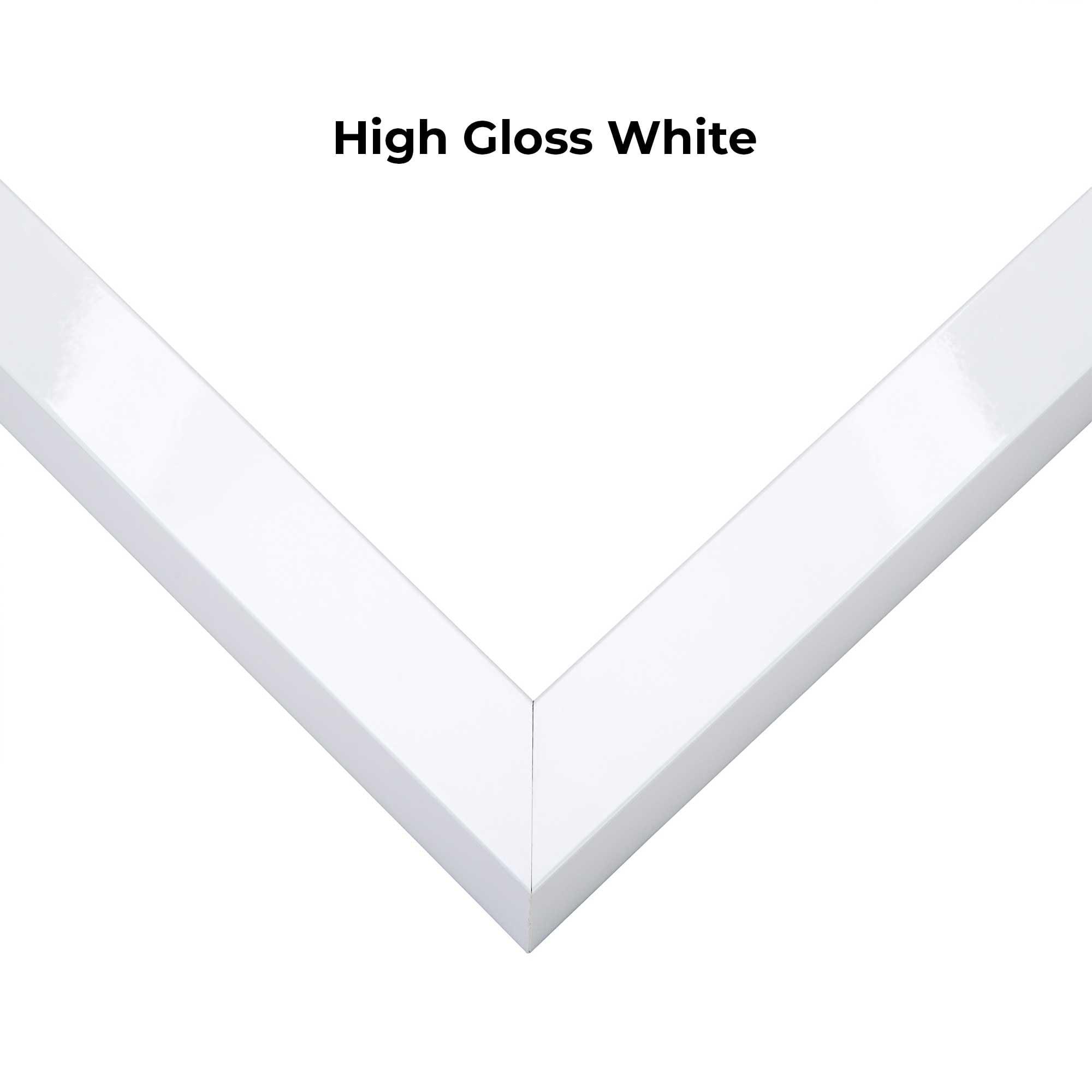 CustomPictureFrames.com 18x7 Shadow Box High Gloss White Display Frame | 1.625 Inches Deep | 1 Inch Moulding Width | Solid Wood | UV Resistant Acrylic Plexiglass, Acid Free Foamboard Backing and Hanging Hardware Included