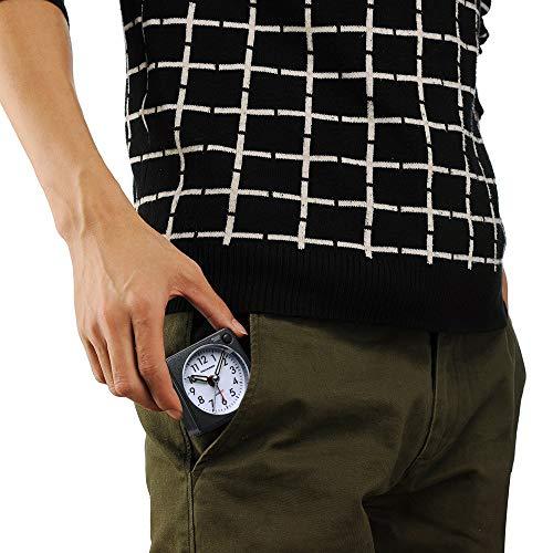 Peakeep Peakeep Ultra Small, Battery Travel Alarm Clock with Snooze and Light, Silent with No Ticking Analog Quartz (Black)