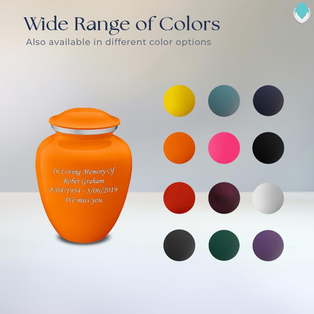 GetUrns Geturns Embrace Small Personalized Cremation Urns for Human Ashes I Burnt Orange Funeral Urn for Women and Men with Double Side Engraving I 44 lbs