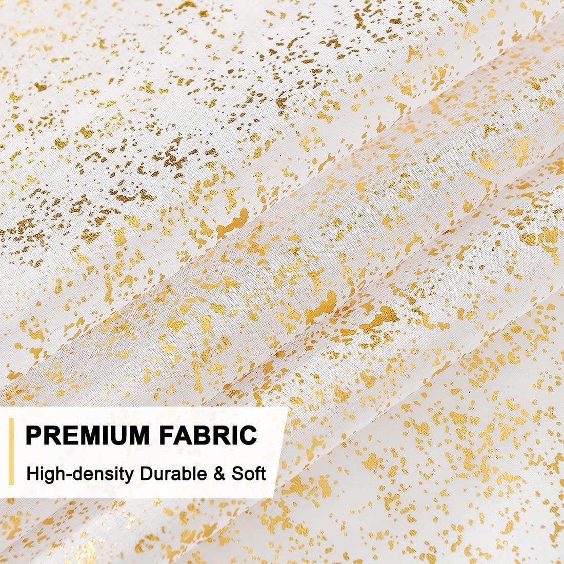 TERLYTEX TERLYTEX White Gold Sheer Curtains 84 Inches Long, Metallic Gold Foil Spots Design Sparkle Sheer Curtains for Living Room, Privacy Grommet Shimmer Sheer Curtains 2 Panels Set, 52 x 84 Inch, White Gold