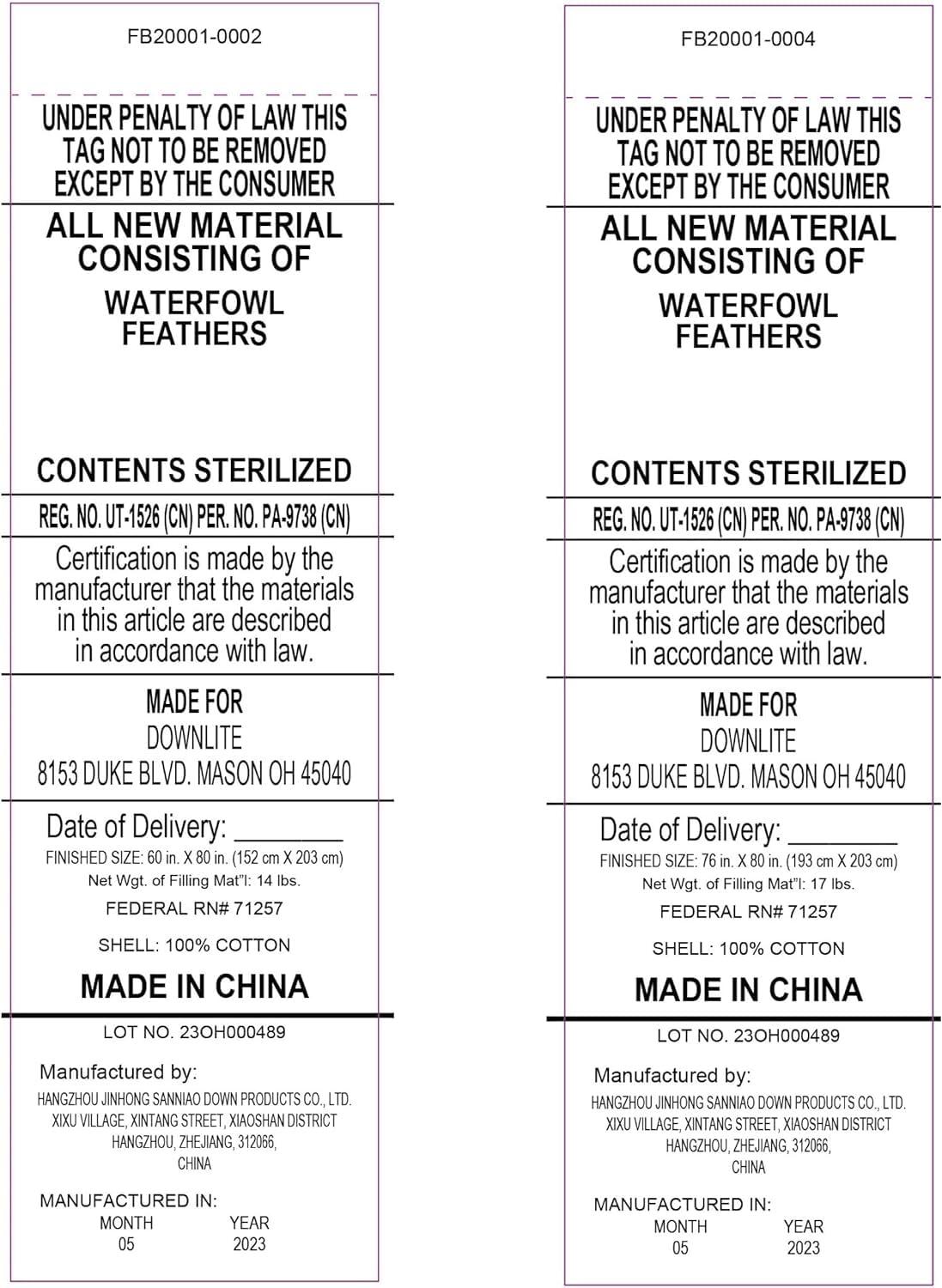 DOWNLITE DOWNLITE 2 Inch Hypoallergenic Hotel Fiber Bed with Handles, Queen