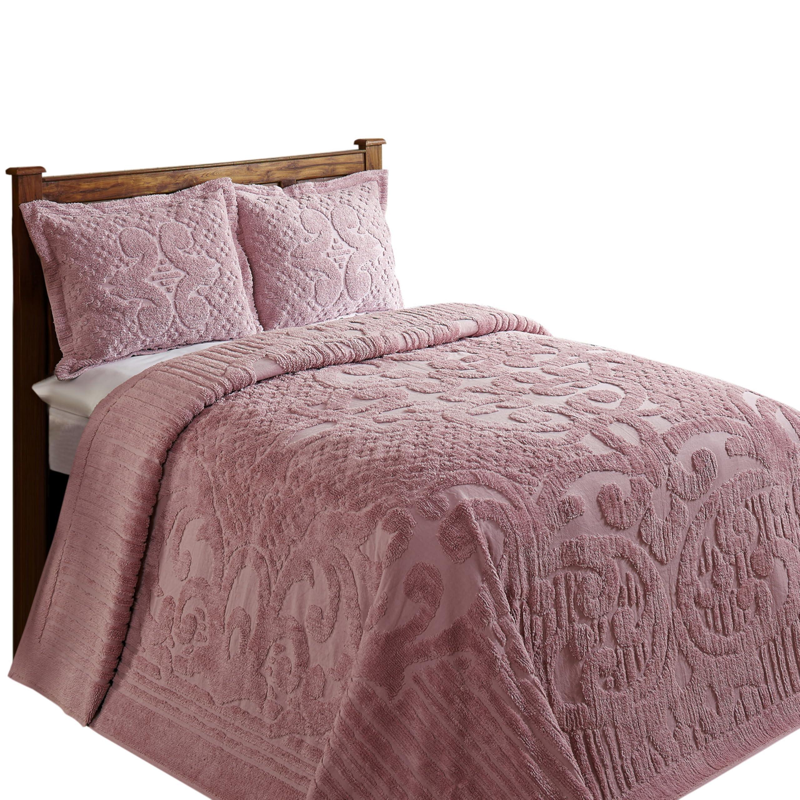 Better Trends Better Trends All Season Bedspread 100% Cotton Chenille Bedspreads Coverlet Luxurious Medallion Pattern Tufted 1 Piece Full/Double Size 96\" X 110\" Soft Lightweight Pink Bedding Ashton Collection