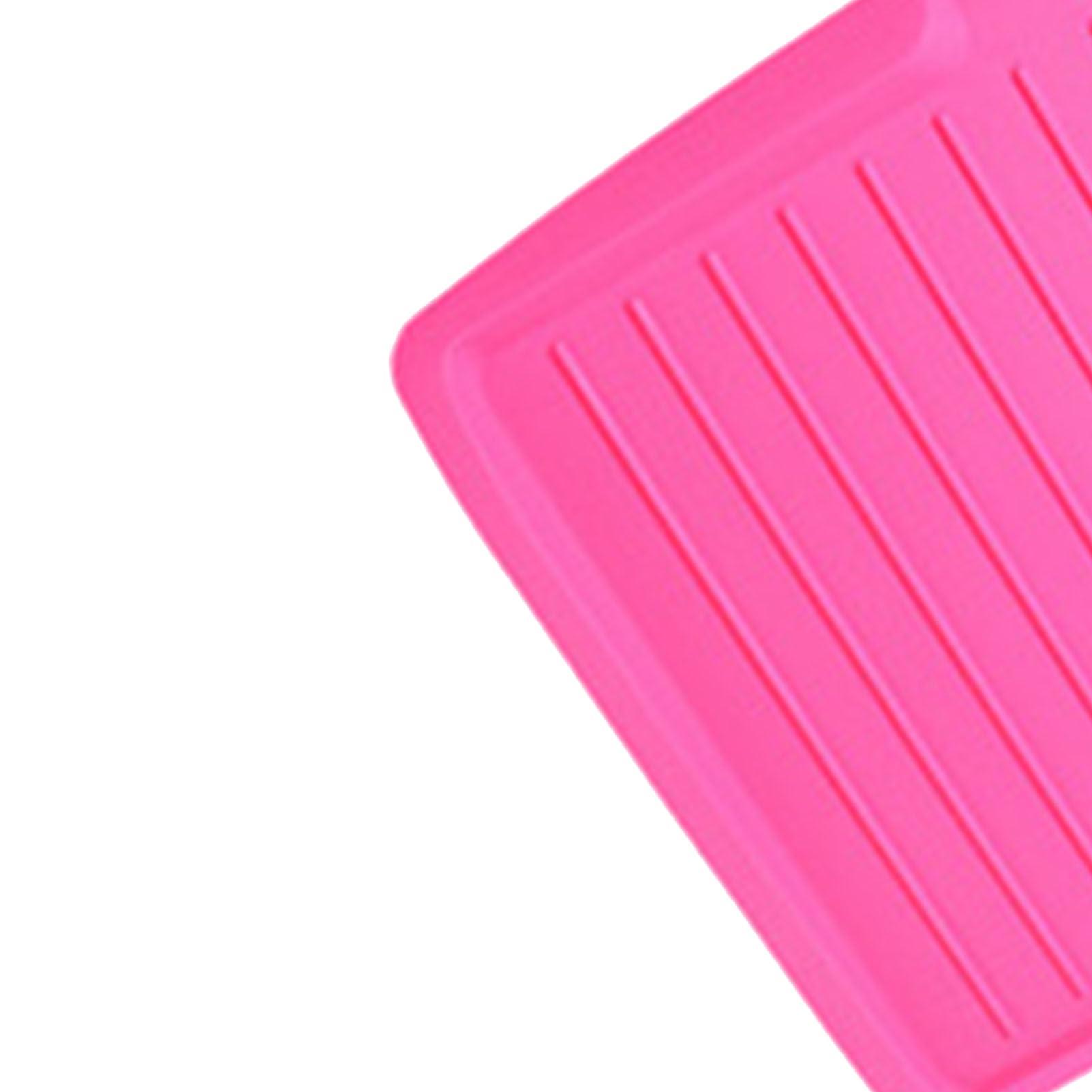 Sunicon Sunicon Kitchen Dish Drain Board, Kitchen Counter Drying Rack Dish Drainer Tray with Side Drop Slope Diversion and Non Slip Base for Bowl Cup Kitchenware, Rose Red