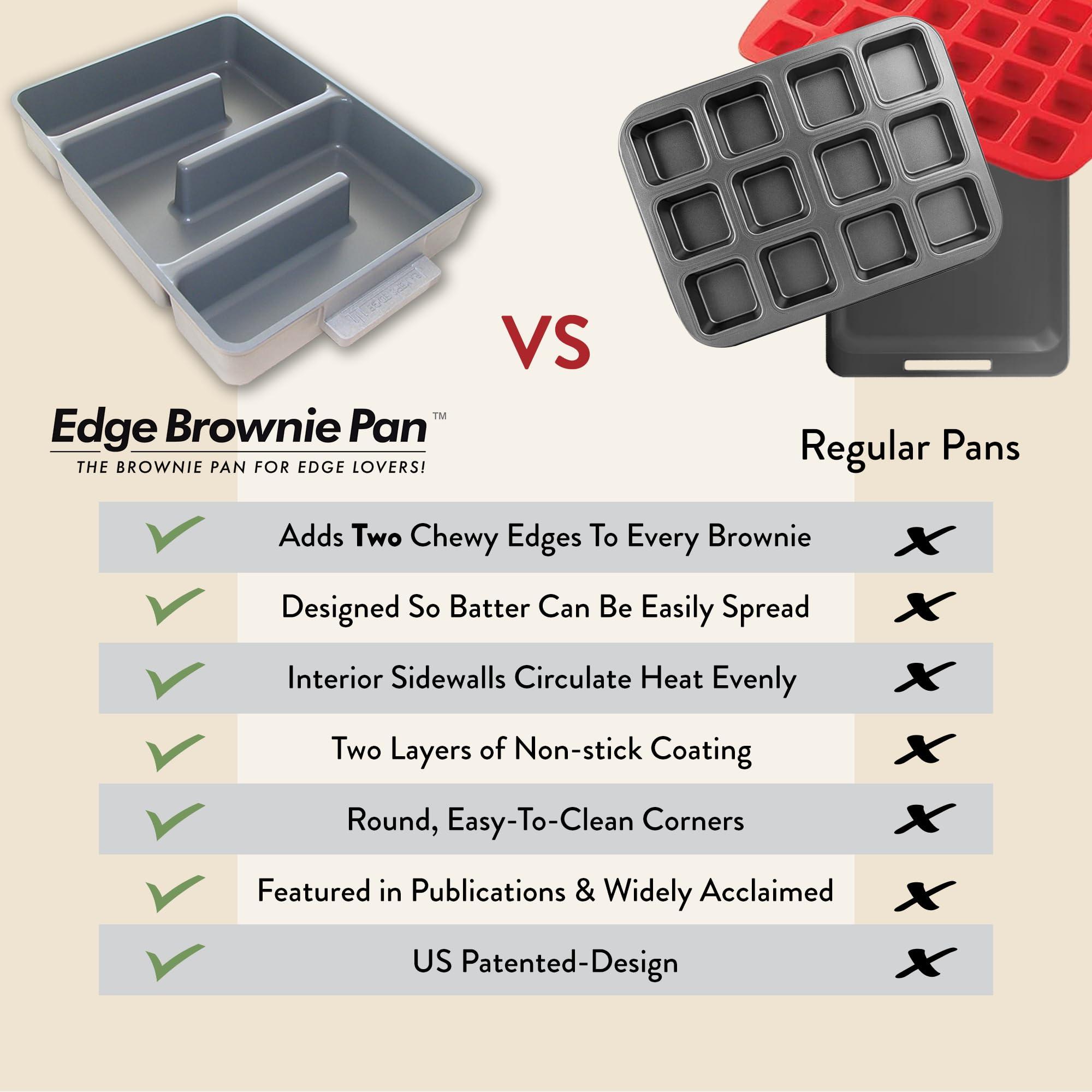 Baker's Edge Baker\'s Edge Brownie Pan, The Original All Edges Brownie Pan for Baking | Premium Doble Nonstick Coating, Heavy Gauge Cast Aluminum Construction, Rectangular 9x12 Size Baking Pan - US Patented Design