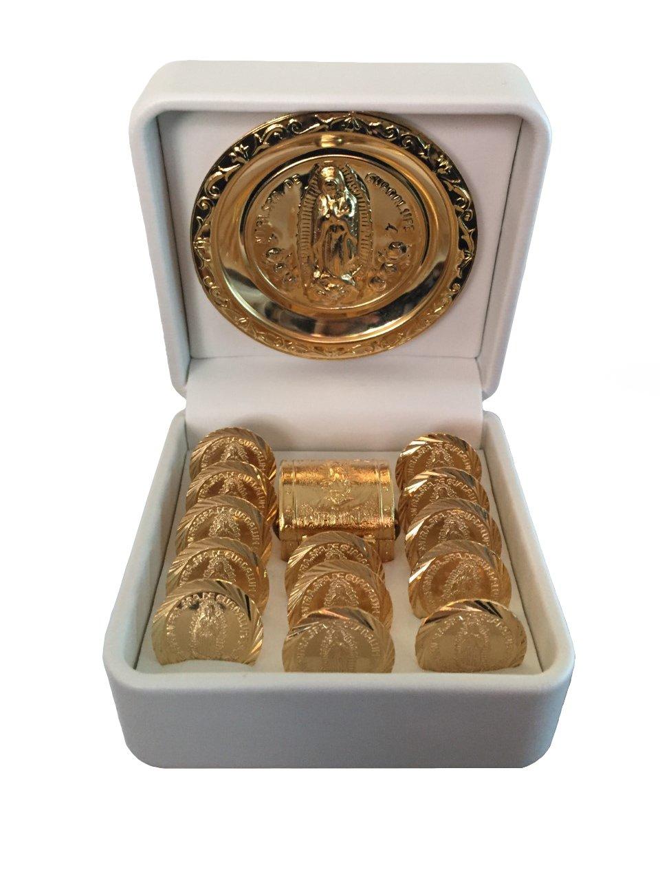 San Rafael Arcangel San Rafael Arcangel Arras de Boda - Wedding Ceremony Unity Coins - Hand Made Arras Wedding Coins. Arras de Matrimonio Catholic Wedding Unity Coins with a Miniature Chest Box -