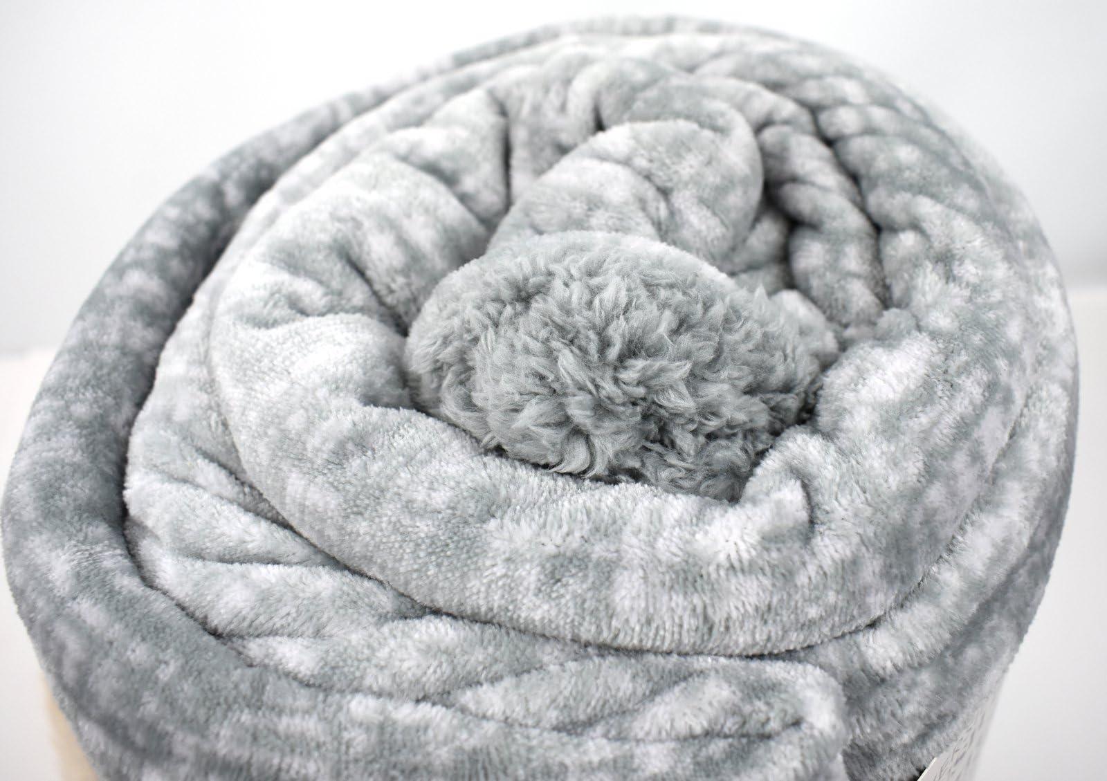 Life Comfort Life Comfort Reversible Sherpa Plush Blanket Size Queen, Light Grey