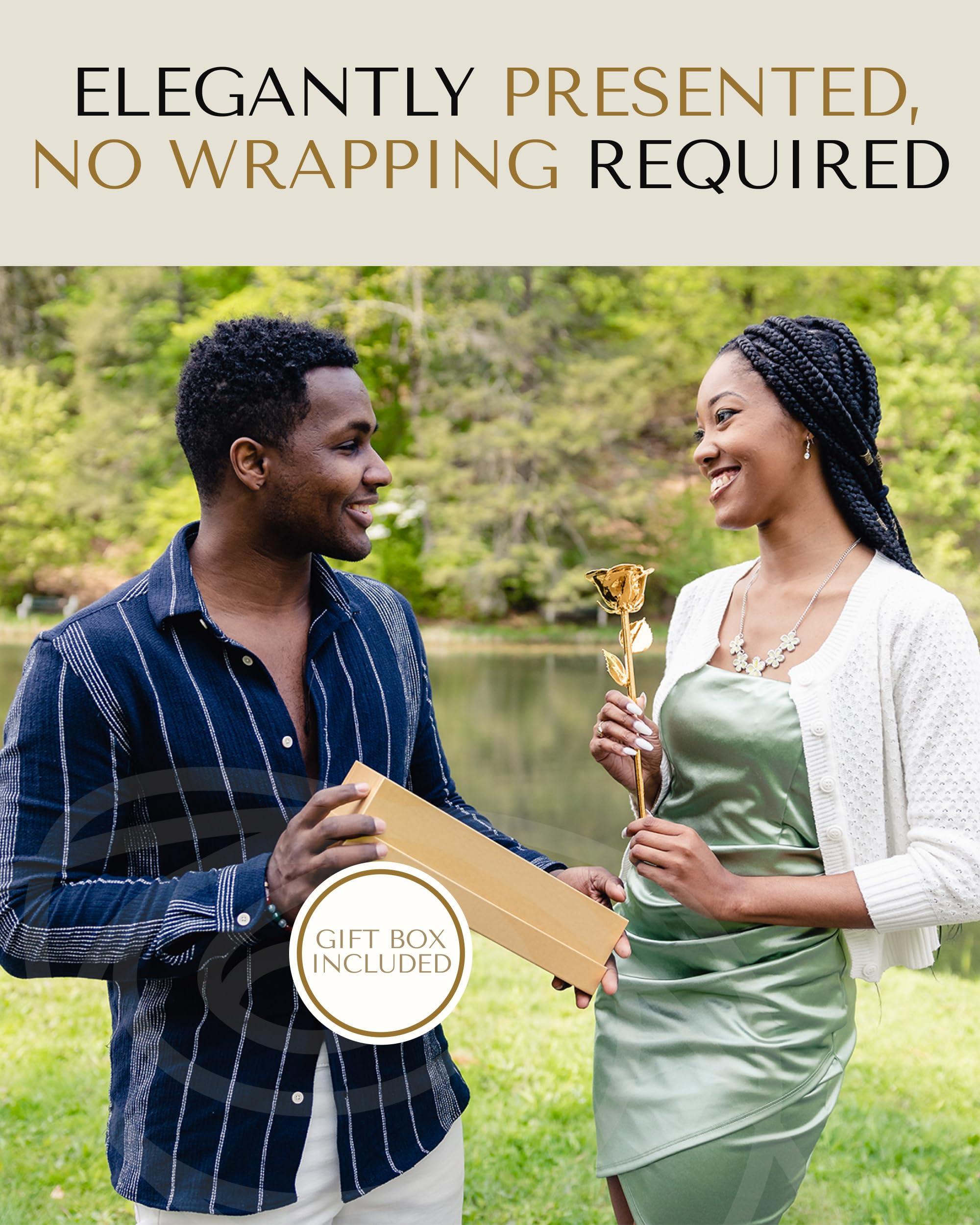 Forever Rose Forever Rose Real 24K Gold Rose, Genuine, One of A Kind Real Rose Hand Dipped in 24K Gold Roses, Everlasting & Beautiful 24K Gold Dipped Rose, Anniversary & Romantic Valentine\'s Day Gifts for Women