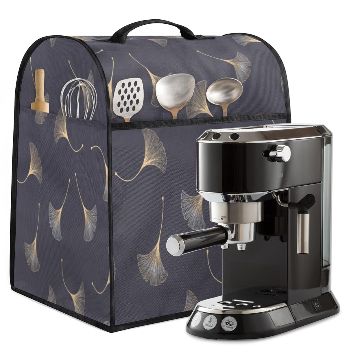 Tavisto Leaf Art Stand Mixer Cover Kitchen Dust-Proof Mixer Cover Compatible with 6-8 Quarts Golden Gray Kitchen Aid Stand Mixer Waterproof Storage Cover with Handle and Pockets