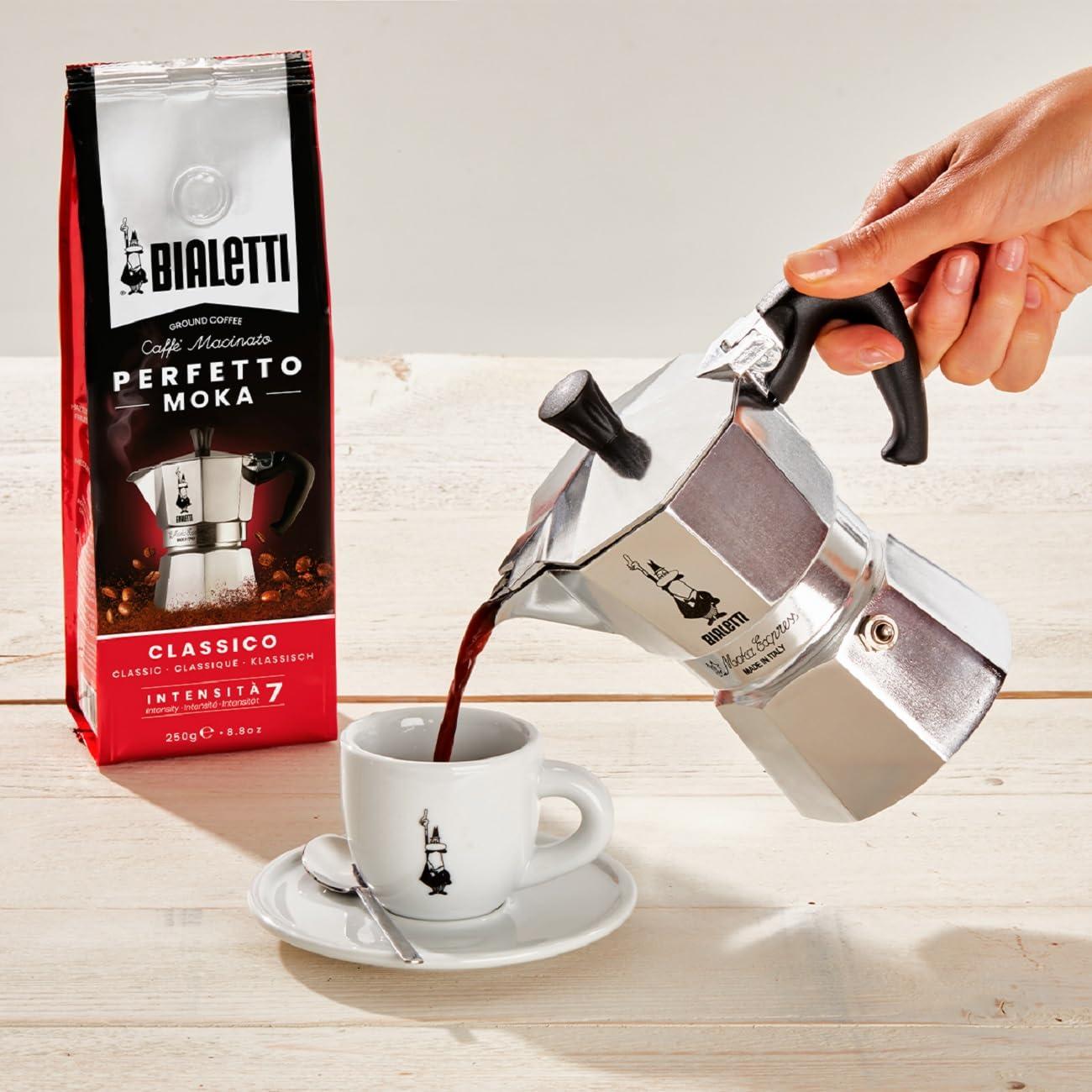 Bialetti Bialetti - Moka Espress: Iconic Stovetop Espresso Maker, Makes Real Italian Coffee, Moka Pot 6 Cups (6 Oz), Aluminium, Silver