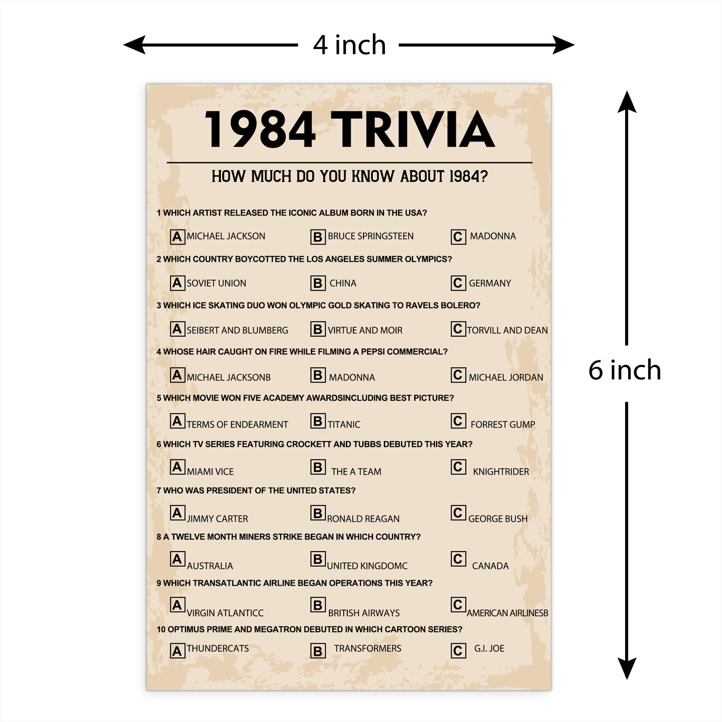 QUPT 40th Birthday Party Games, Set of 3 Activities for 10 Guests, Born in 1984 Games Bundle, Birthday Party Supplies for Adults, Pack of 30 Cards