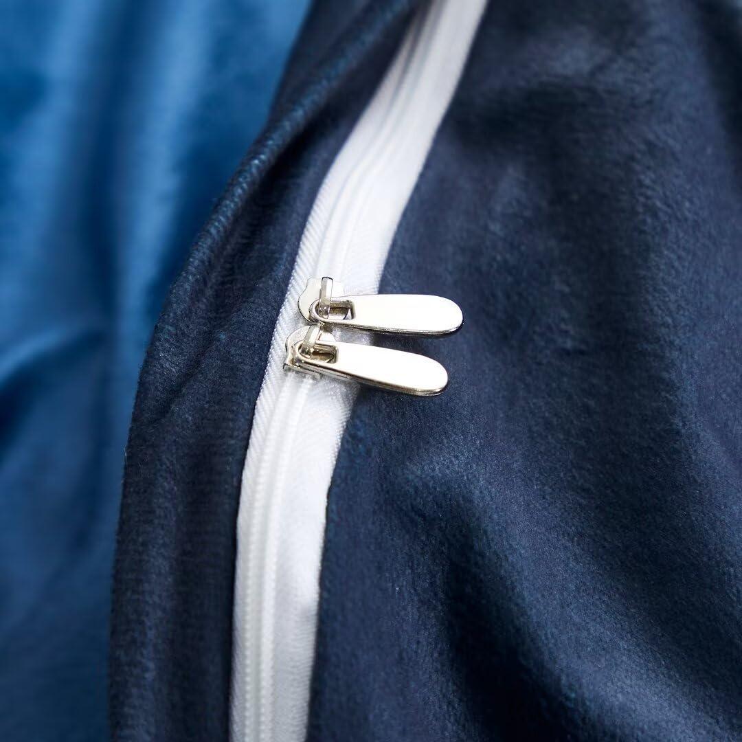 CLOTHKNOW CLOTHKNOW Blue White Velvet Duvet Cover Set Queen 3Pcs Dark Blue Fluffy Bedding Sets Blue White Bedding Duvet Cover Sets Soft Flannel Bedding Queen Size Sets Blue Bedding Sets