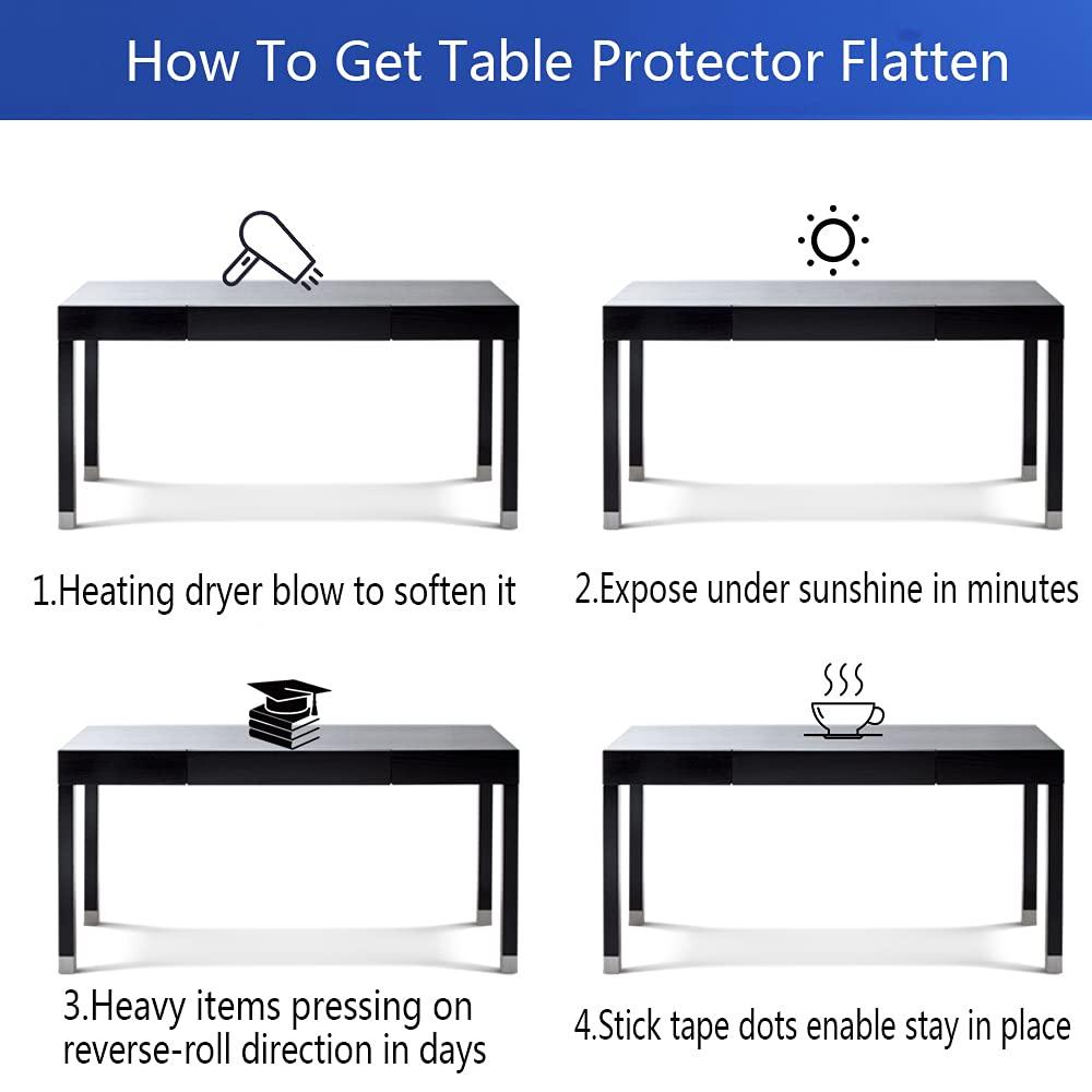SPLENDEFUL Clear PVC Table Protector 32x44\" Crystal Vinyl Table Pad Wood Furniture Screen Protection Plastic Table Top Pad for Coffee Table TV End Cabinet Table Dining Table Waterproof Non-Slip Desk Cover Pad