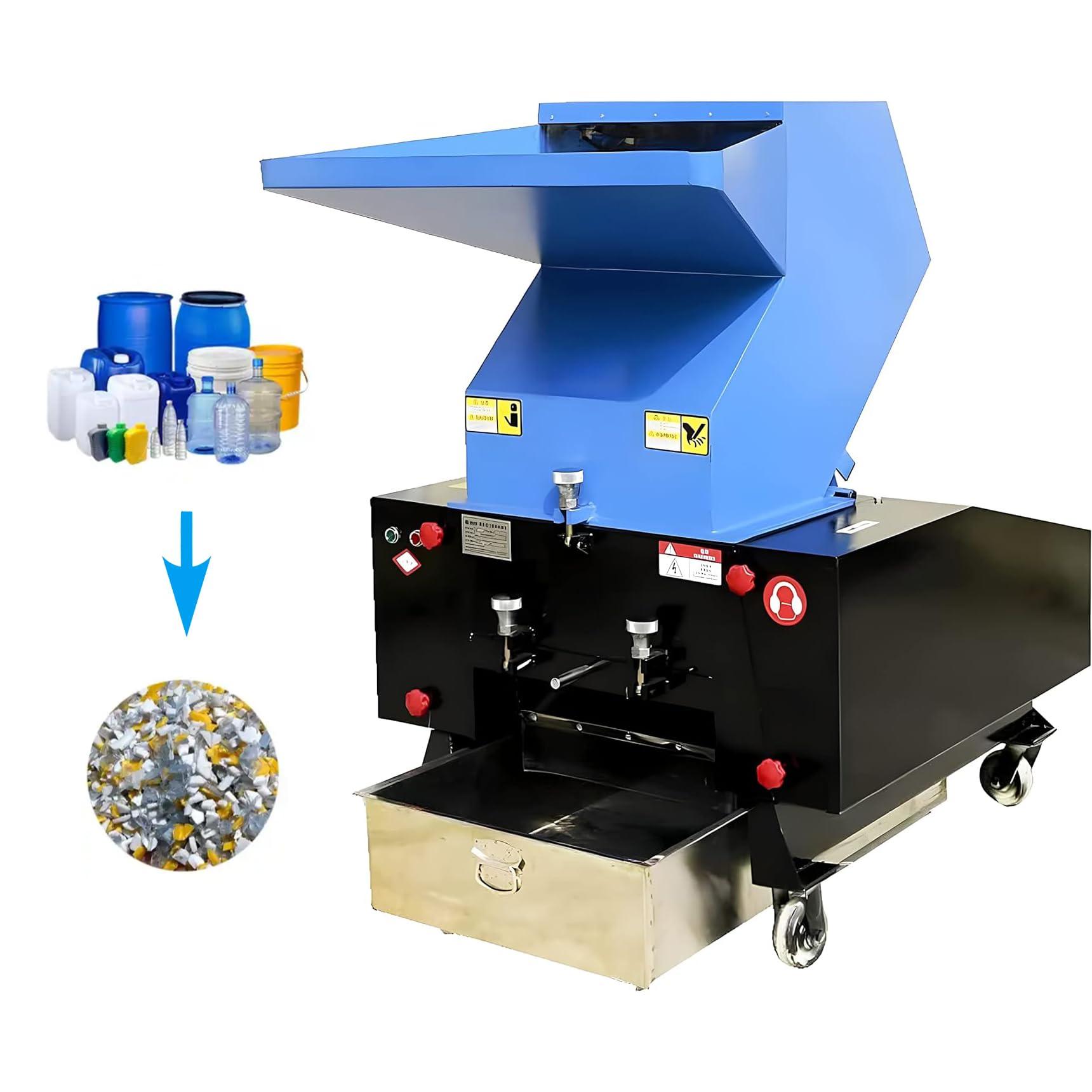 HayWHNKN HayWHNKN Electric Plastic Shredder Plastic Crusher Grinder Bottle Cans Crusher Chipper Granulator for Recycling Waste Plastic Scrap Crushing Machine Plastic Crusher for PC/PVC/Rubbler 220V 2.2KW