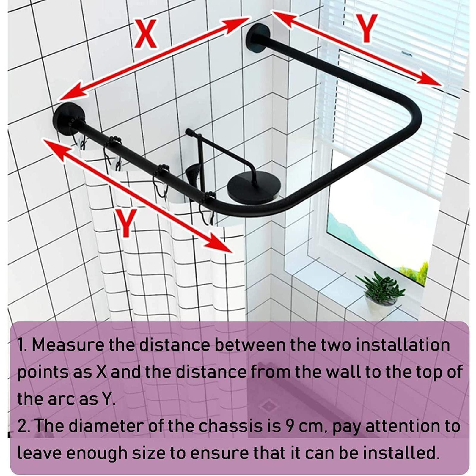 ZARBAILRE ZARBAILRE U-Shaped Curved Shower Rods 474747inch, Non Slip Shower Curtain Rods Premium Stainless Steel, Rustproof Shower Pole for Bathroom Shower Stall, RV, Windows, Closet