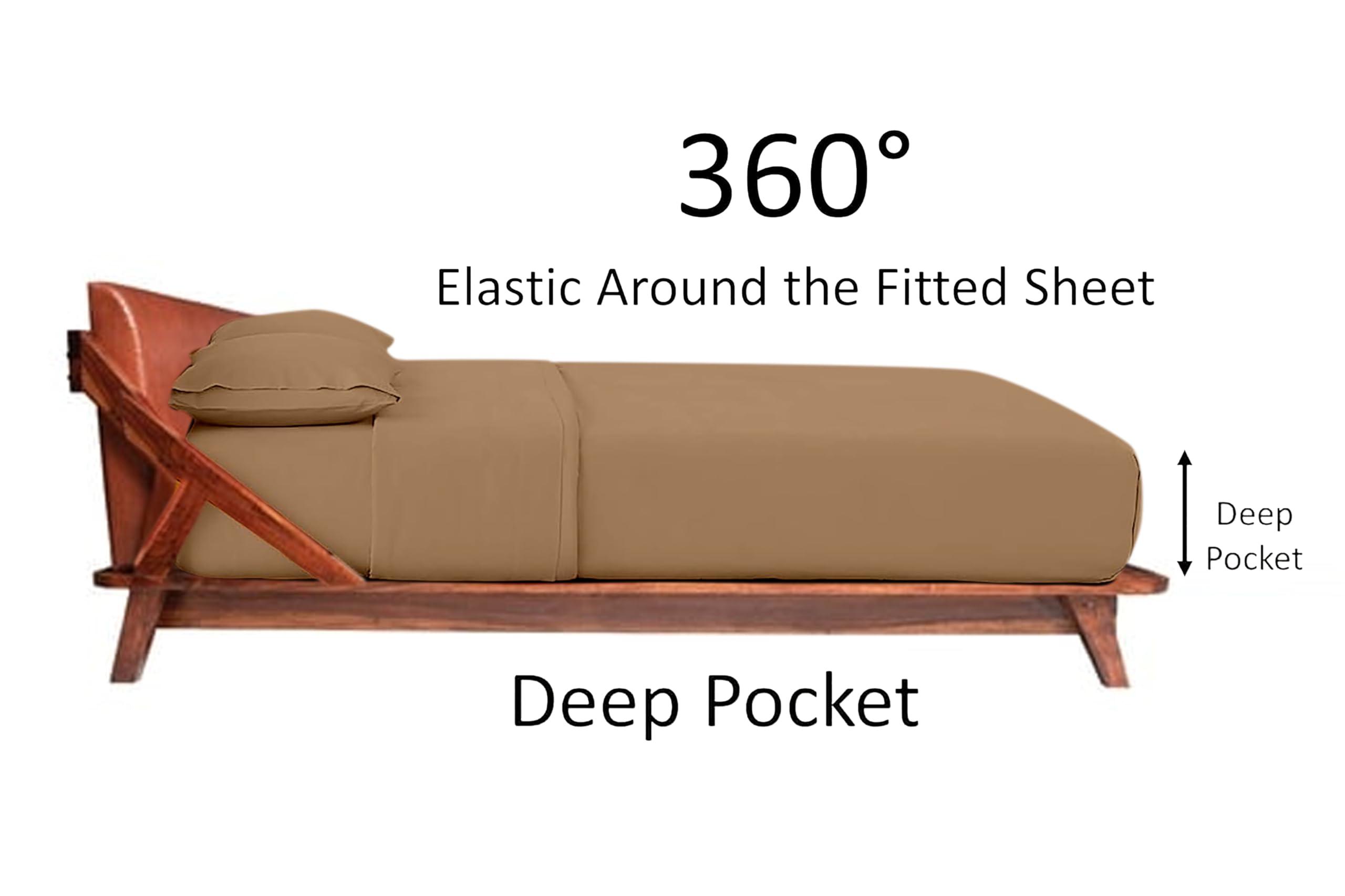 Egyptian Cotton Collection 100% Egyptian Cotton Sheets Cal-King Size - 4-PCs Cal-King Size Bed Sheets Set | 550-TC Egyptian Cotton Sheets | Luxury Sheets Cal-King Size, Fits (10-12\" Deep Pocket), Cal-King Sheet Set, Taupe