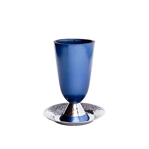 Emanuel EMANUEL Yair Kiddush Cup Anodized Blue Aluminum with Hammered Finish (CUK-4)