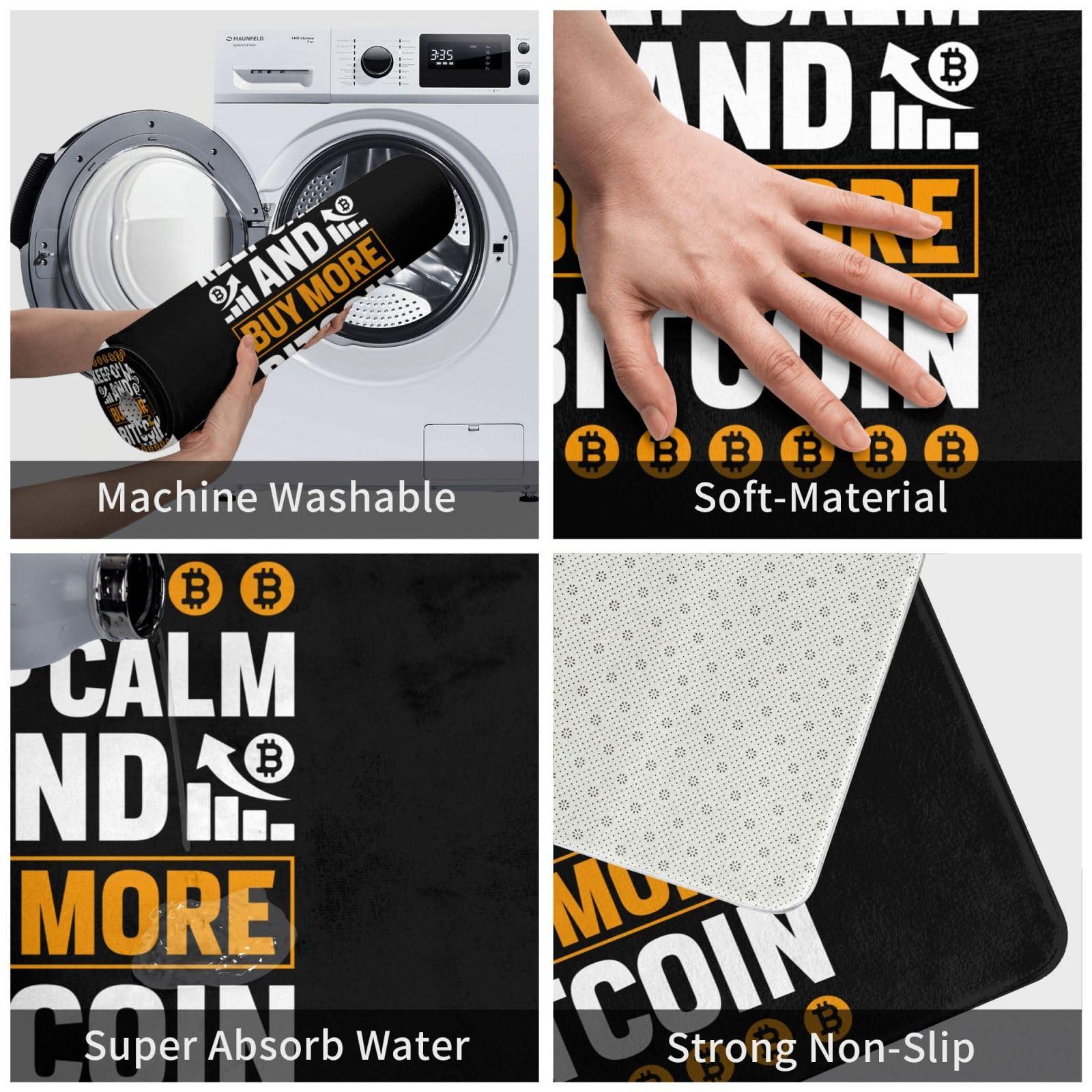 SIYTUAU SIYTUAU Keep Calm and Buy More Bitcoin Bathroom Rugs Ultra Soft Non Slip Bath Mat Living Room Kitchen Bedroom Rug 16x24 Inch Bath Rugs Door Mat