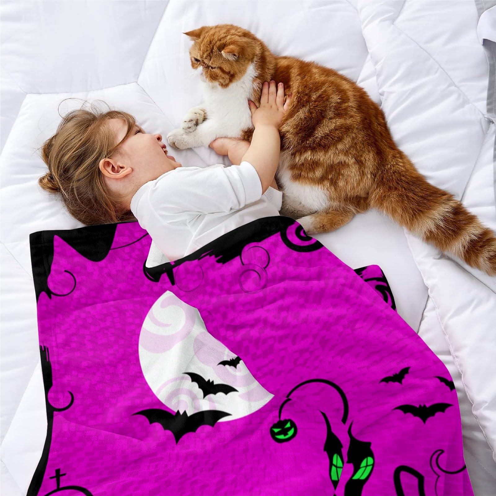 Customization of lover Custom Halloween Blanket Personalized Halloween Blanket with Name Picture Halloween Throw Blanket for Kids with Pumpkin Ghost