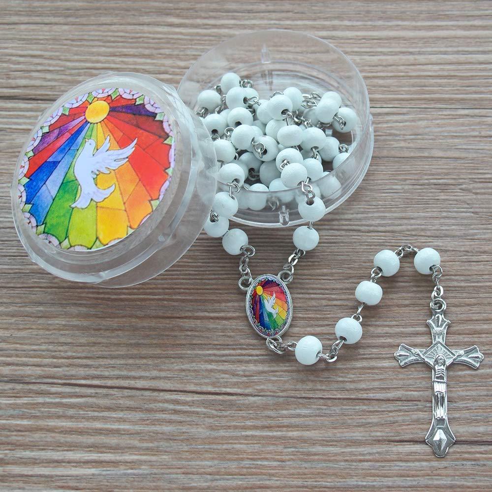 WE Holy Spirit Confirmation Rosary (12 PCS) Scented Rosary Favor for Guests with Gift Box and Organza Bag/Boys/Girls
