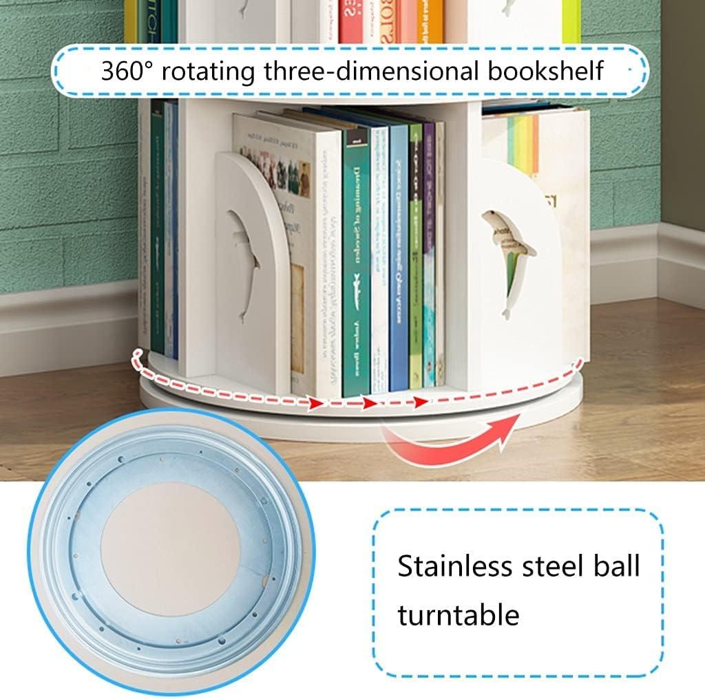 UINGBPXT UINGBPXT Corner Bookshelf 360 Rotating Bookshelf Round Standing Bookcase Large Capacity Book Rack Multi-Layer Bookshelf Organizer for Kids Perfect Display