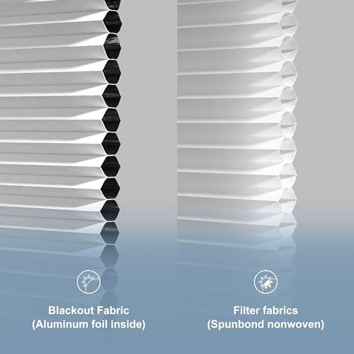 Boolegon Boolegon No Drill Blinds for Windows Blackout Cellular Shades Cordless No Tools Honeycomb Pull Down Blinds Easy Install No Screws Cellular Blinds for Door, Home, Beige, 34.5" W x 64" H