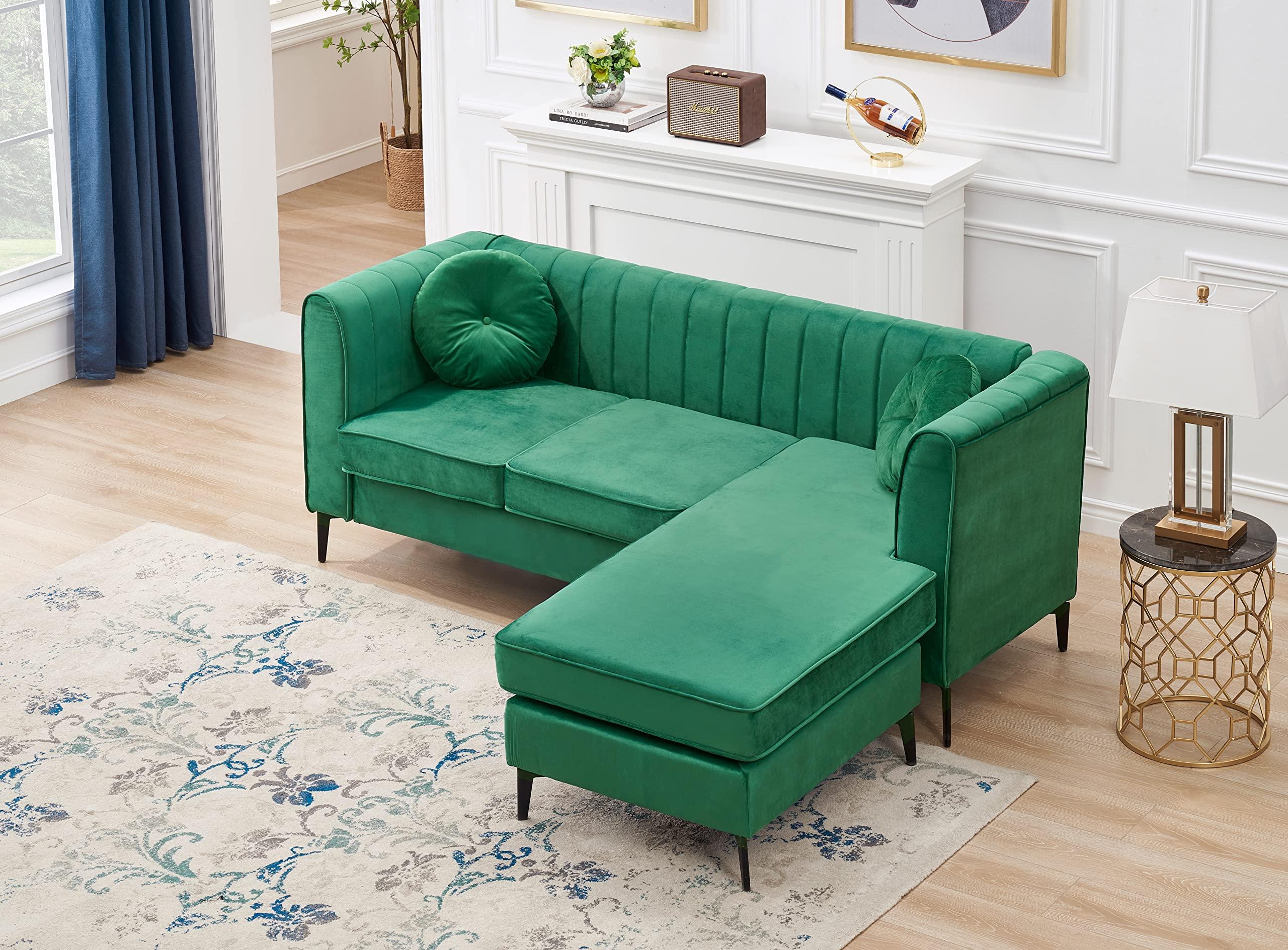 ViolaDresses ViolaDresses Velvet Corner Living Room Sofa Green