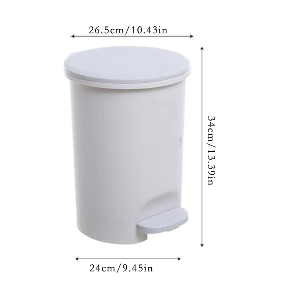 HIHELO HIHELO Trash Bin 10L Step-on Trash Can with Lid and Plastic Pedal, Bathroom Kitchen Living Room Step Round Garbage Cans, Large Waste Bin Paper Basket Kitchen Trash Can