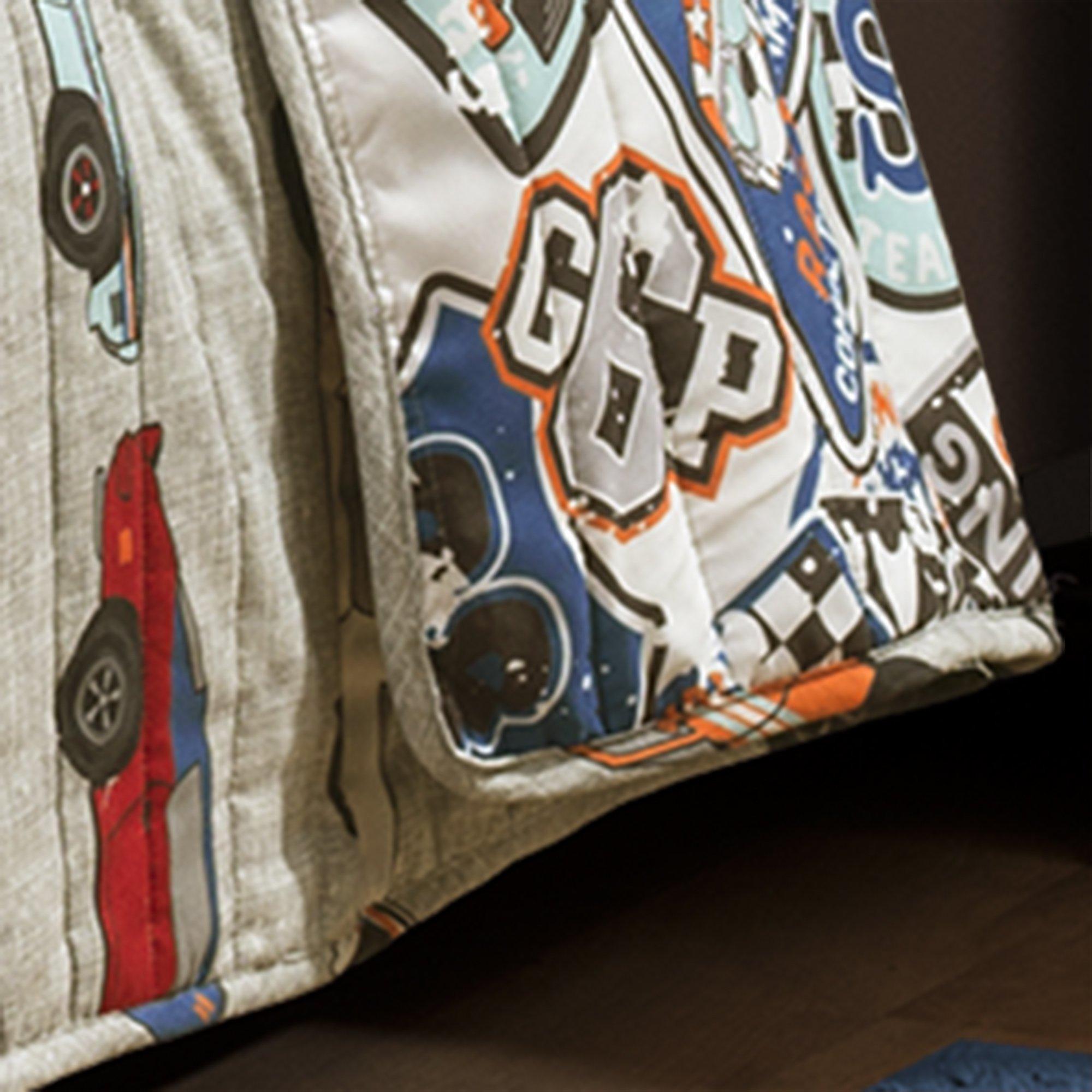 Lush Decor Lush Decor Race Car Kids\' 3-Piece Quilt Bed Set, Reversible Bedding Set for Boys, Blue & Orange, Full/Queen