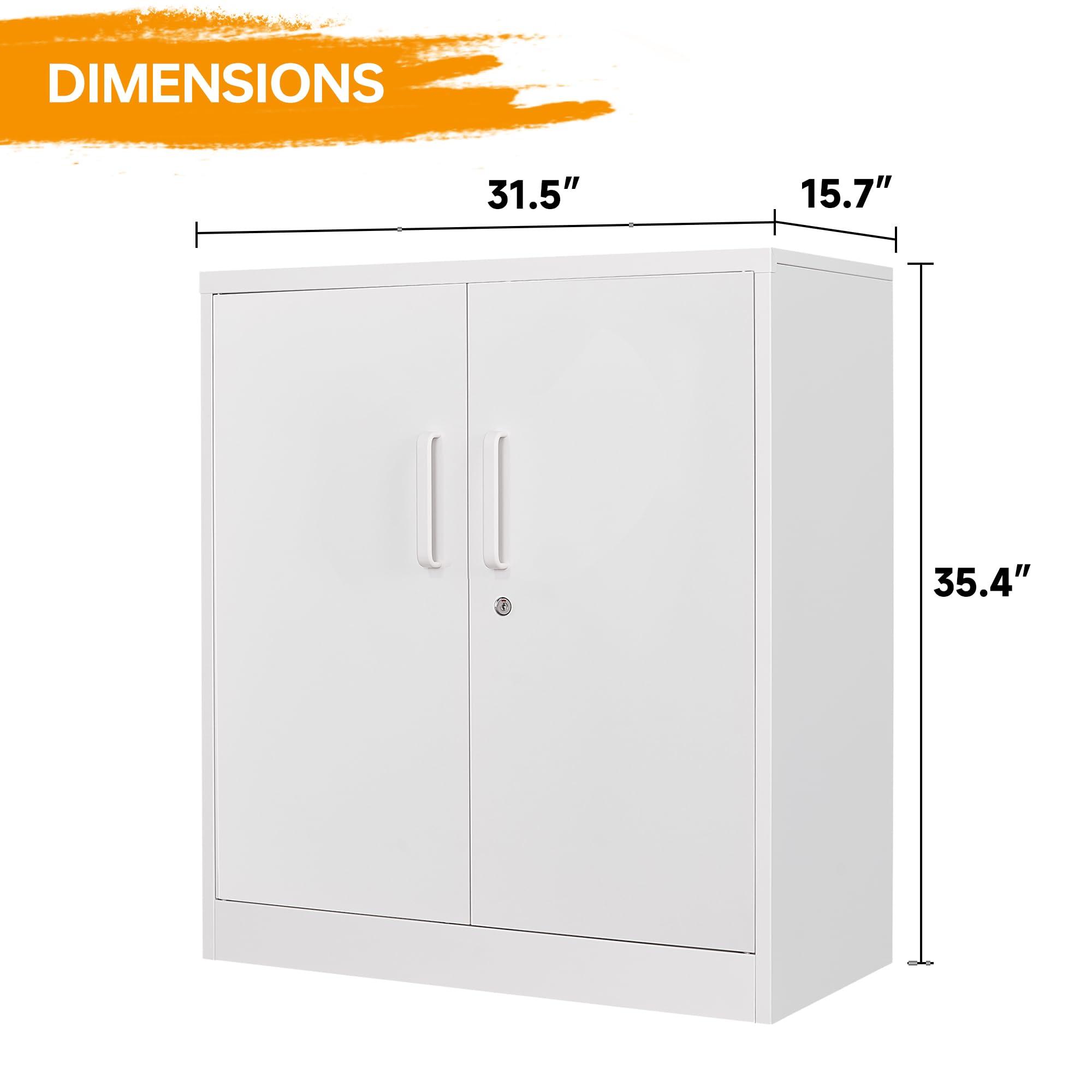 STANI Metal Storage Cabinet with 2 Doors, Lockable Steel Storage Cabinet with 2 Doors and Adjustable Shelves, Steel Lockable File Cabinet, Locking Tool Cabinets for Office,Home,Garage