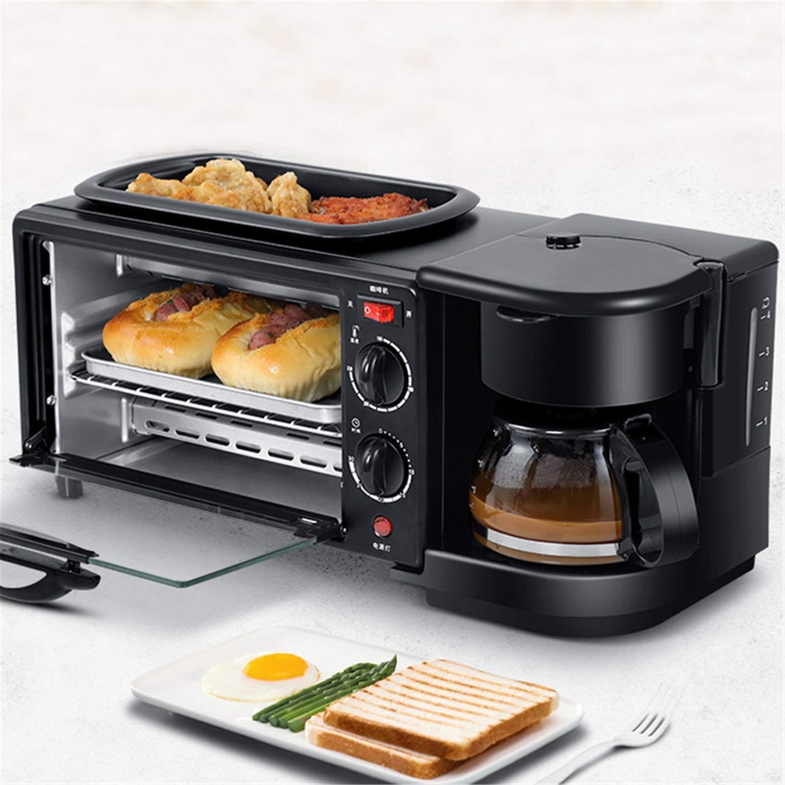 UOHUFIDABFD Multifunctional Breakfast Machine Household 3 in 1 Electric Mini Drip American Bread Machine Mini Oven Coffee Maker for Home Office Without Cover (Without Cover)
